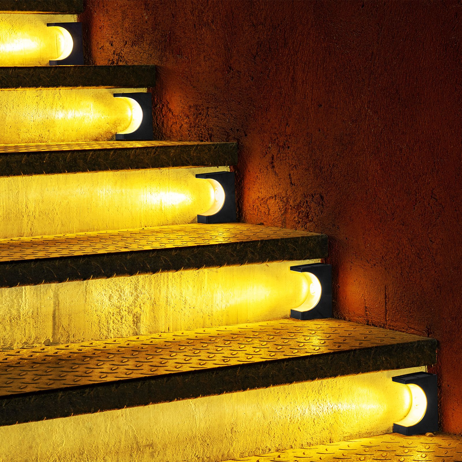 2 pcs/lot solar light courtyard atmosphere garden decorative step light waterproof anti-theft Solar staircase light crescent staircase LED light warm light